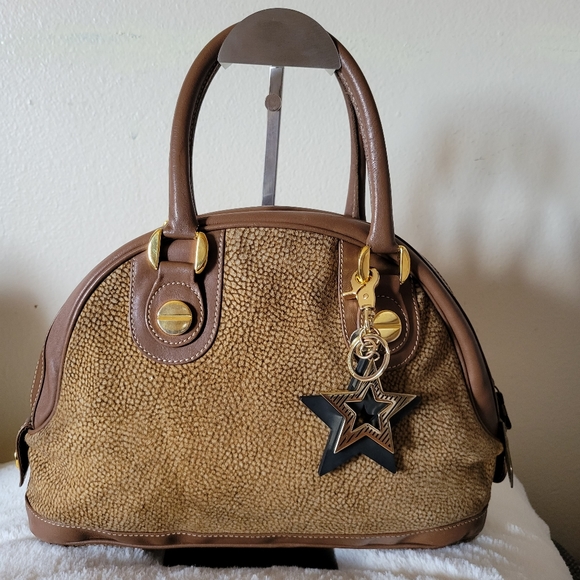 BORBONESE Quail Pattern Suede Leather Bag - Picture 2 of 11